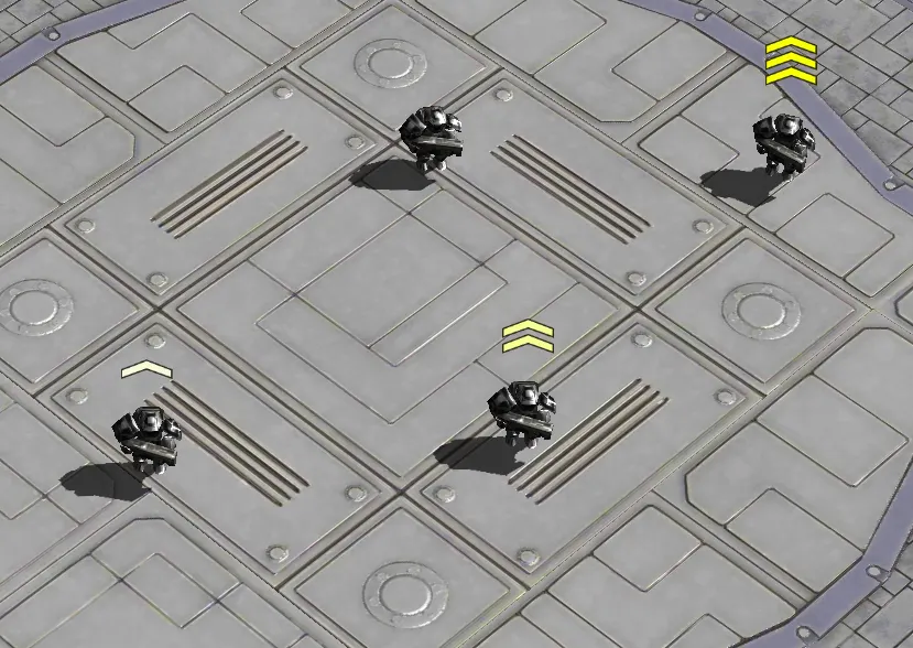 Peacemakers with chevrons of different grades above the units