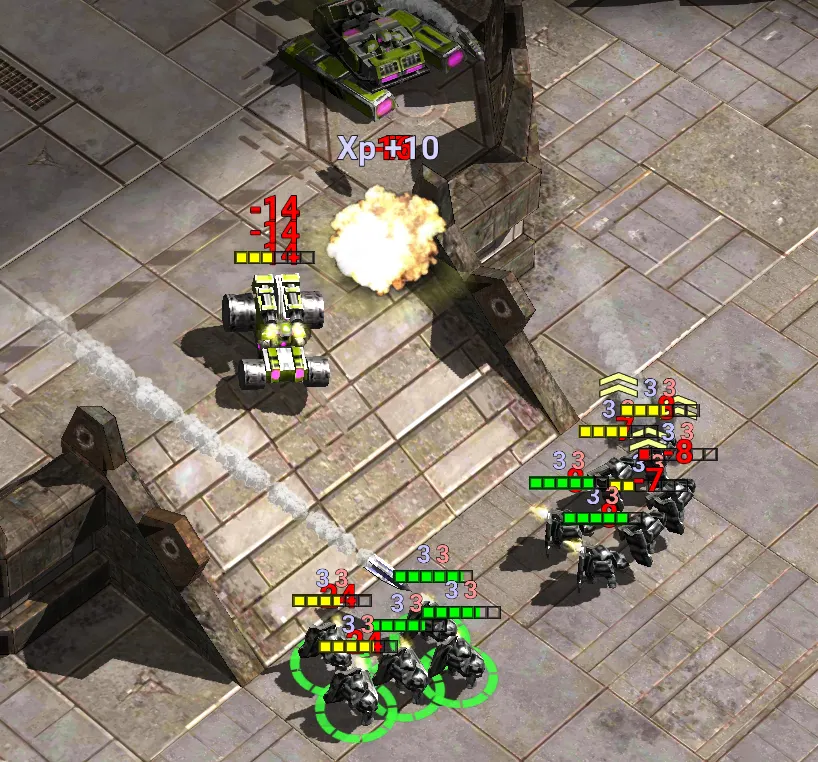 Peacemakers with three chevrons attack a Tank in N.A.T.A.S.H.A. mode