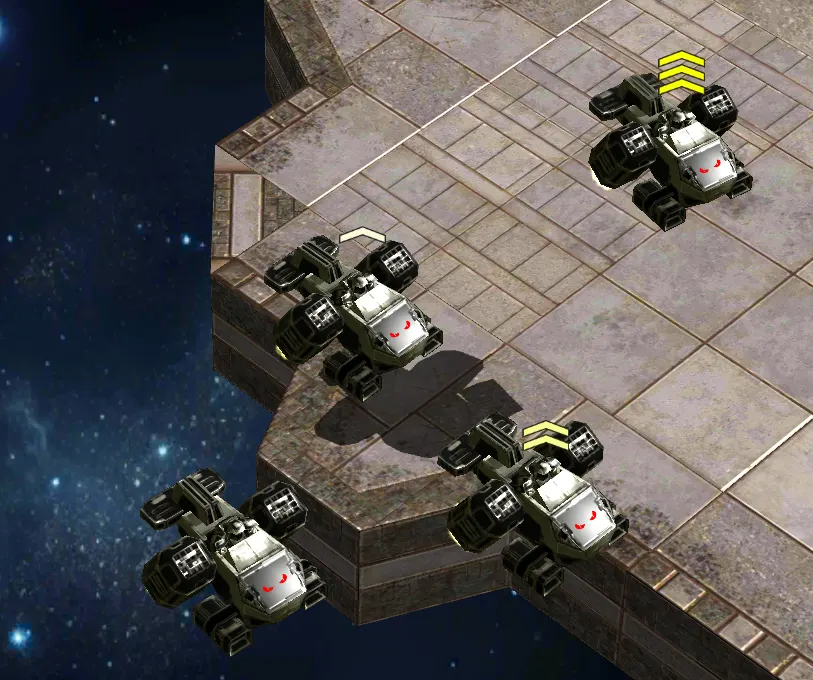 Thunders with chevrons above their hulls at the map edge